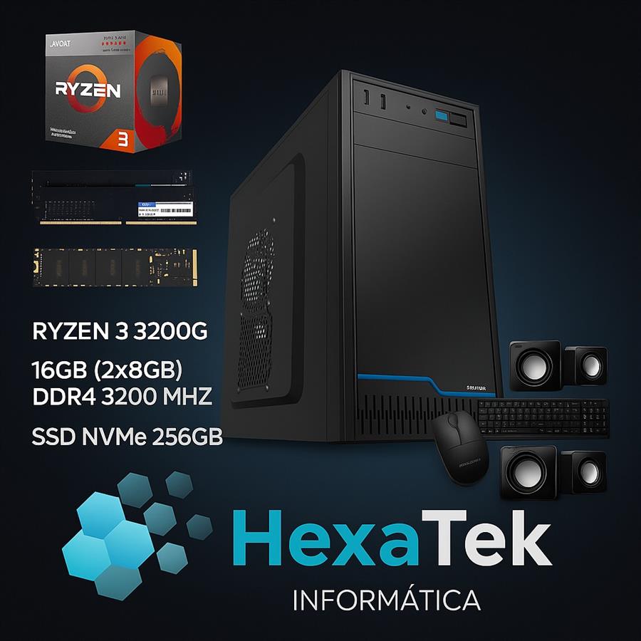 PC de Oficina Ryzen 3200g 16GB SSD NVME 256GB