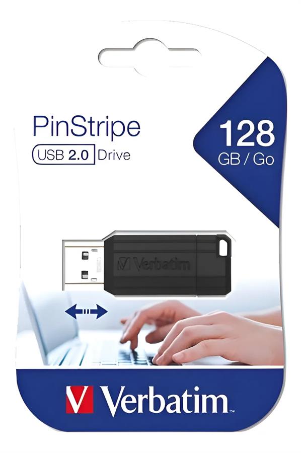 Pen Drive Verbatim pinStripe 128GB drive Black