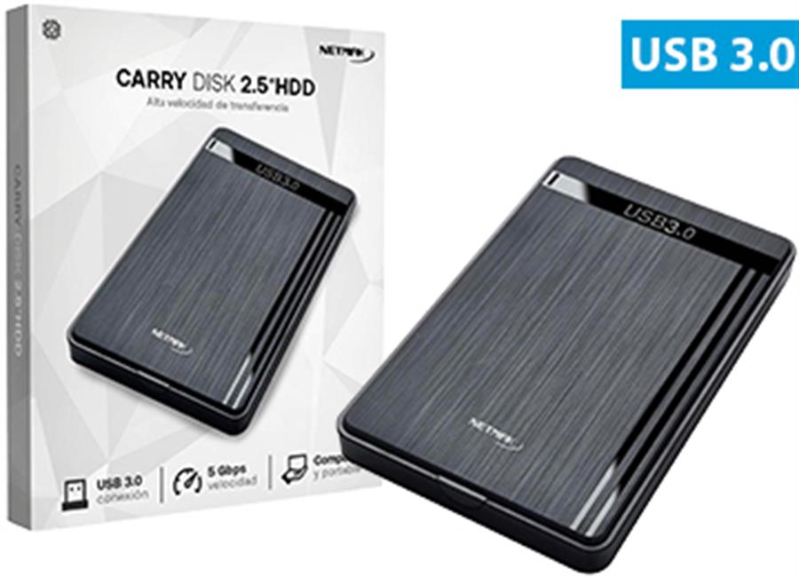 CARRY DISK 2.5 SATA USB 3.0 NETMAK NM-CASE-3 CAJA PLASTICA - INCLUYE CABLE MICROUSB 3.0