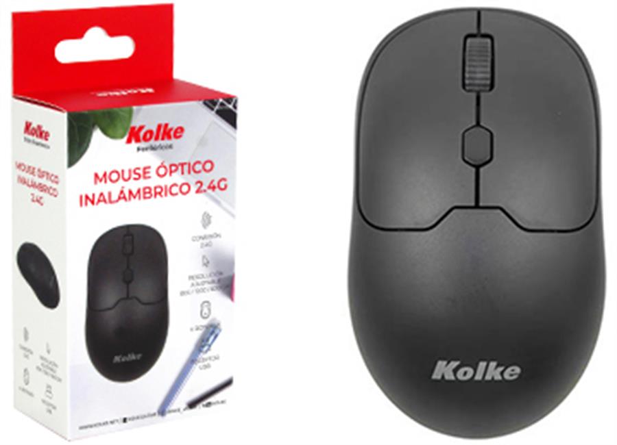 MOUSE KOLKE KEM-698 I 4XBOTONES USA 2 PILAS AAA NO INCLUIDAS INALAMBRICO NEGRO
