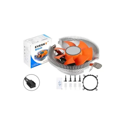 ID1003-COOLER EVESKY 100 8 PALETAS 8CM 3 PINES INTEL AMD COOLER EVESKY 100 8 PALETAS 8CM 3 PINES INTEL AMD