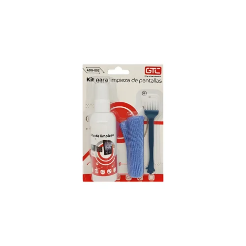 KIT LIMPIA PANTALLA GTC ADG-002 100ML 1 PANO 13X13CM CEPILLO 5 DEDOS TV LCD MONITOR TABLET CELULARES